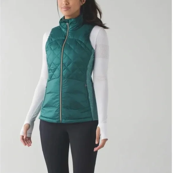 Lululemon Down For The Run Goose Down Puffer Vest Forage Size 8 - Picture 1 of 7